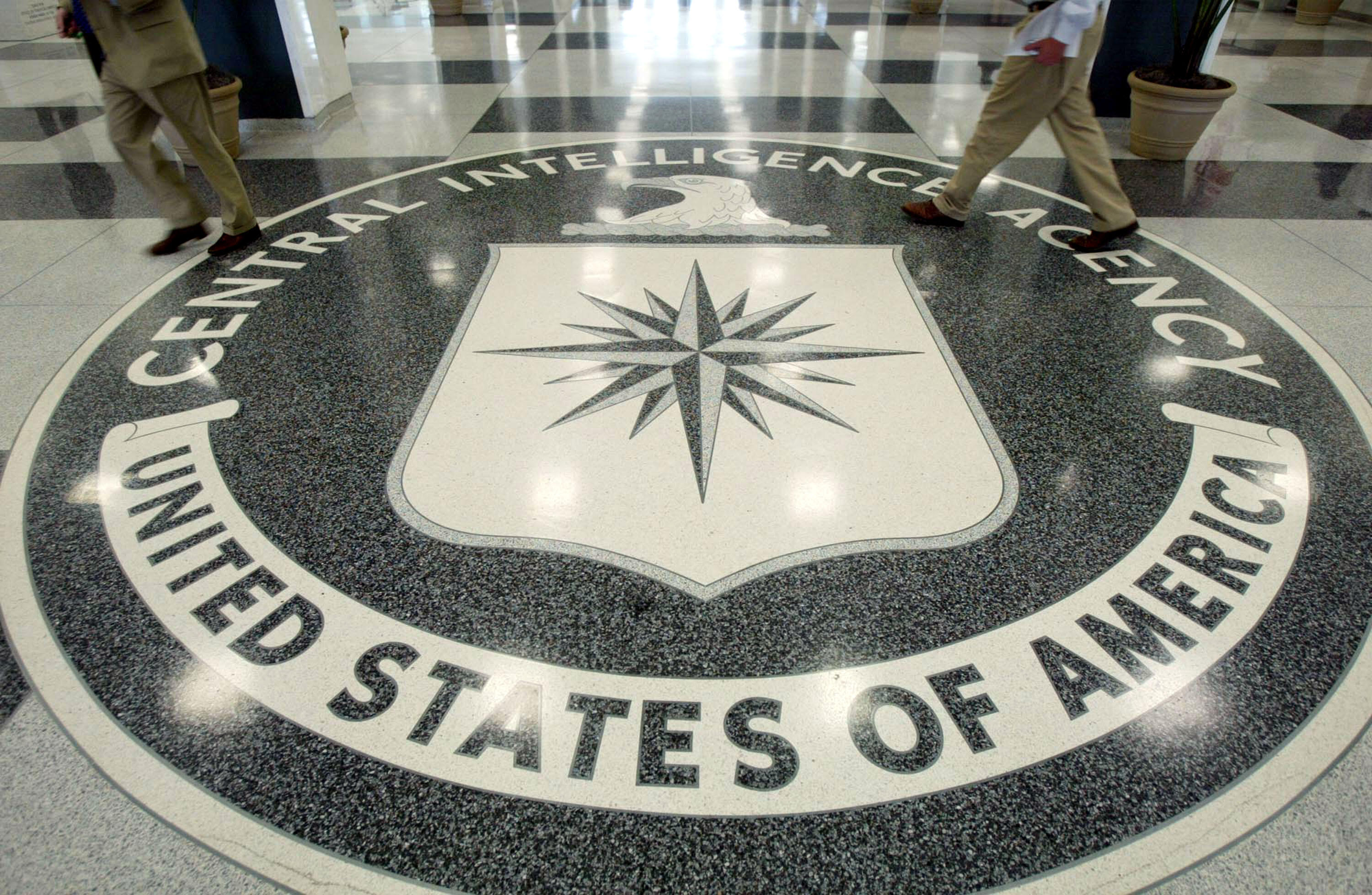 LANGLEY, VA - JULY 9: The CIA symbol is shown on the floor of CIA Headquarters, July 9, 2004 at CIA headquarters in Langley, Virginia. Earlier today the Senate Intelligence Committee released its report on the numerous failures in the CIA reporting of all