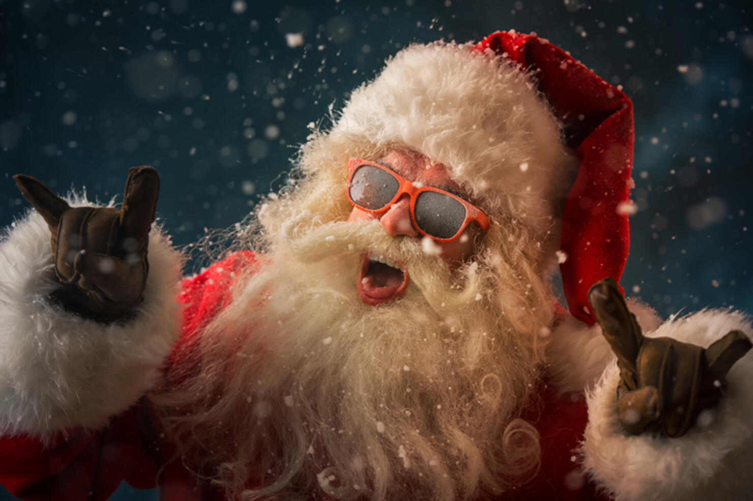Santa Claus wearing sunglasses