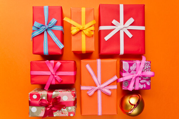 Festively wrapped Christmas gifts