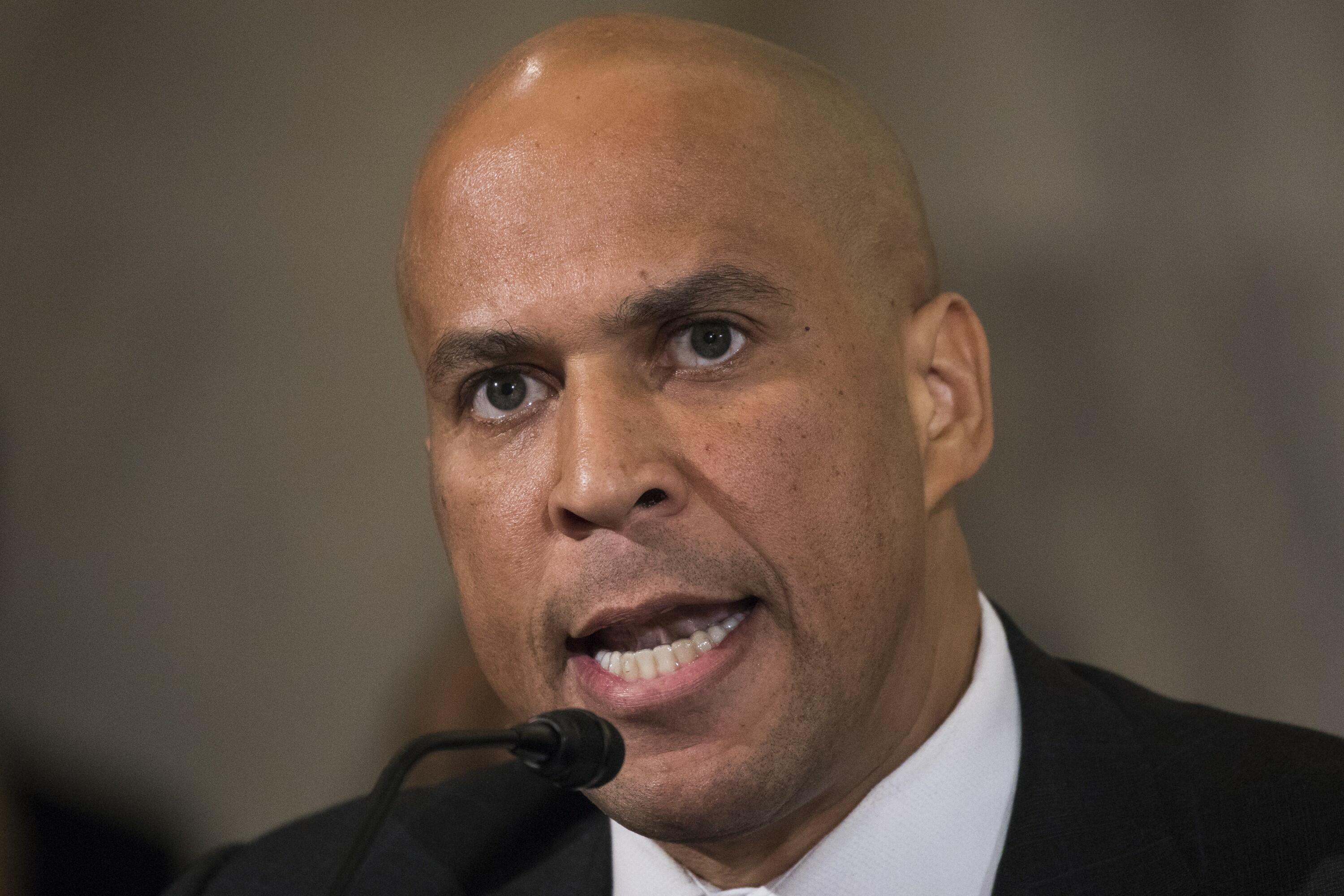 WASHINGTON, USA - January 11: Senator Cory Booker testifies against President-elect Trumps nomination of Senator Jeff Sessions to be Attorney General during the Senate Judiciary Committee confirmation hearing at the U.S. Capitol in Washington, USA on Janu