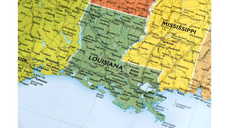 Map of Louisiana State in US