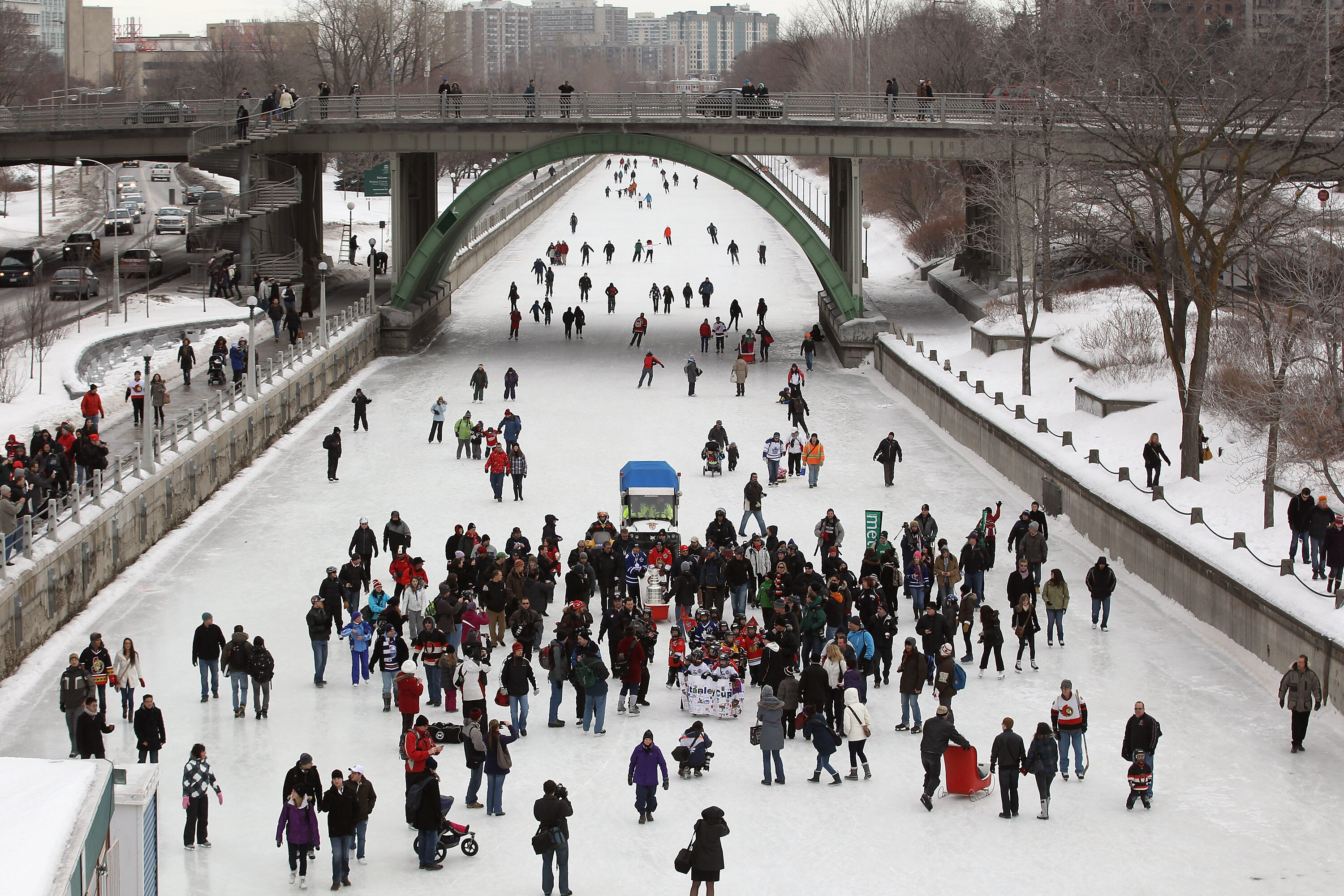 OTTAWA, ON - JANUARY 27:  The Stanley Cup highlights the NHL Trophy Procession as it winds its way along Rideau Canal to kick off the NHL All-Star Festivities on January 27, 2012 in Ottawa, Canada.  (Photo by Bruce Bennett/Getty Images)