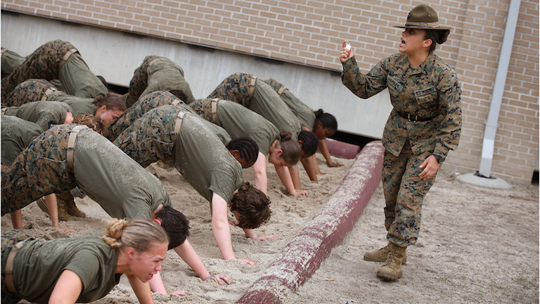 Women Attend Marine Boot Camp At Parris Island, South Carolina