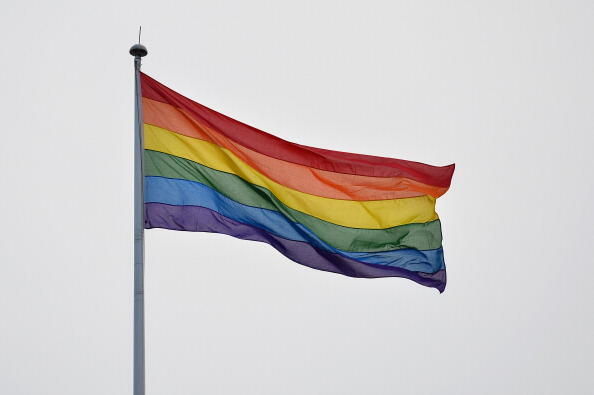 A rainbow gay pride flag flies on Whitehall in central London on March 28, 2014. The countdown drew closer on March 28 to the moment at midnight when same-sex marriage becomes law in England and Wales, the final stage in the long fight for equality for ga