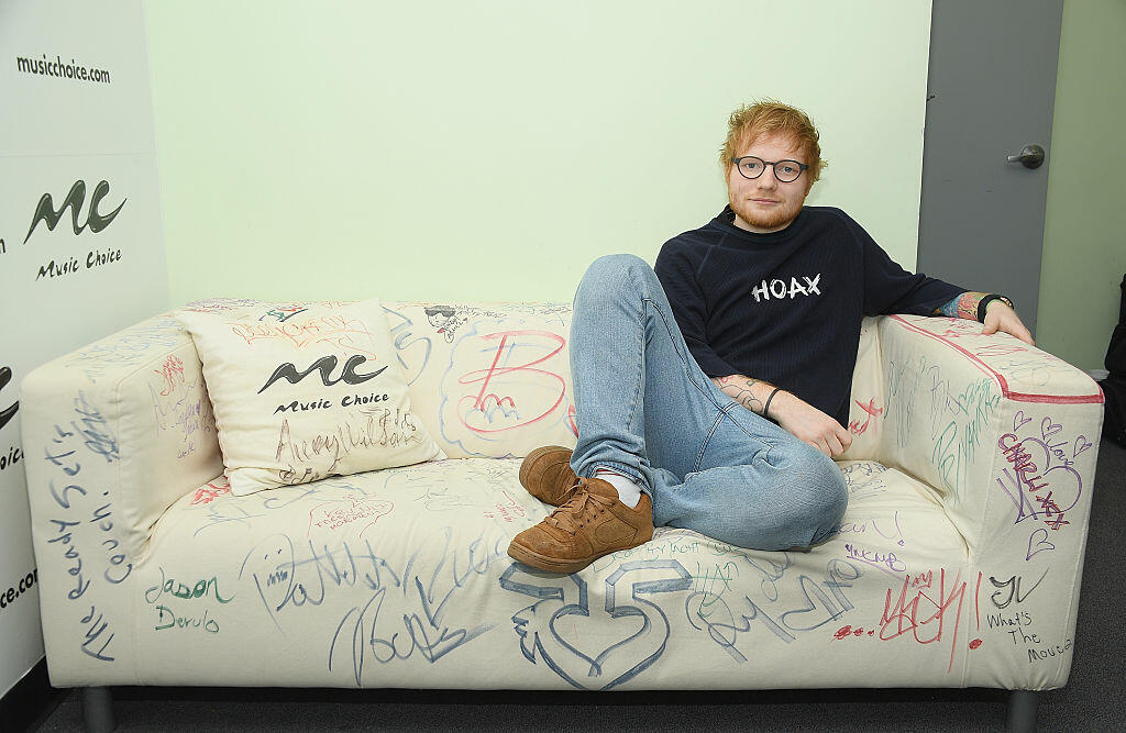 NEW YORK, NY - JANUARY 13:  Ed Sheeran visits Music Choice at Music Choice on January 13, 2017 in New York City.  (Photo by Dimitrios Kambouris/Getty Images)