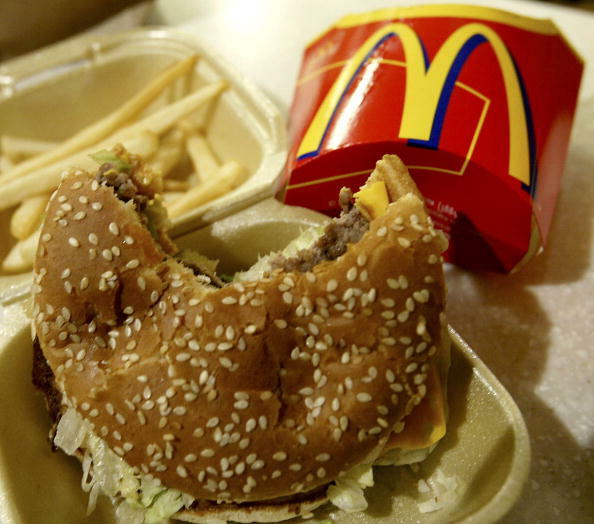 LONDON - NOVEMBER 27: (FILE PHOTO) Food lies on the counter at a McDonalds restaurant on November 27, 2003 in London.  McDonald's posted December 8, 2003 its eighth straight monthly gain in U.S. sales.  (Photo by Graeme Robertson/Getty Images)
