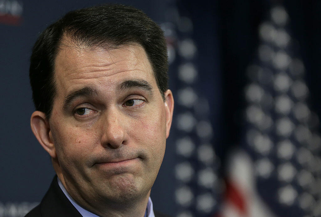WASHINGTON, DC - JANUARY 30:  Wisconsin Governor Scott Walker speaks at the American Action Forum January 30, 2015 in Washington, DC. Earlier in the week Walker announced the formation of 
