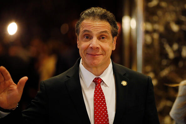 Governor Andrew Cuomo (D-NY) talks to the media after meeting with US President-elect Donald Trump at Trump Tower in New York on January 18, 2017. / AFP / DOMINICK REUTER        (Photo credit should read DOMINICK REUTER/AFP/Getty Images)