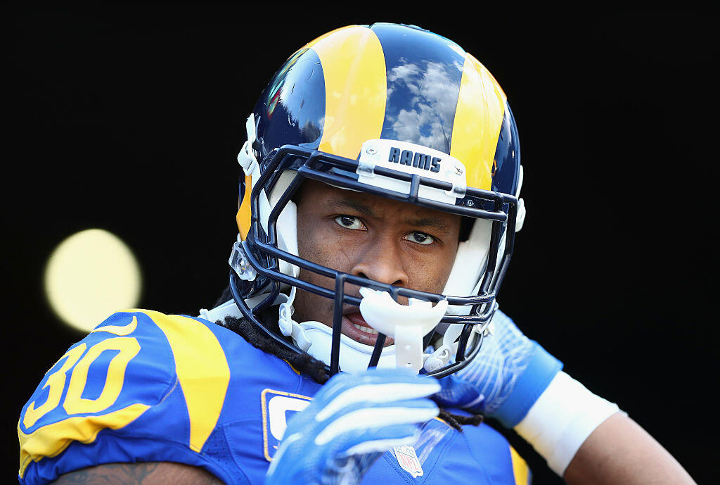 LOS ANGELES, CA - DECEMBER 24:  Todd Gurley #30 of the Los Angeles Rams looks on before the game against the San Francisco 49ers at Los Angeles Memorial Coliseum on December 24, 2016 in Los Angeles, California.  (Photo by Tim Bradbury/Getty Images)