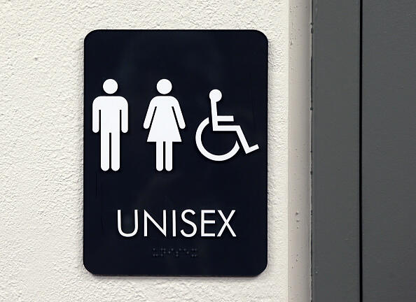 CAMBRIDGE, MA - MAY 24: Some places have decided that the label unisex offers the simplest solution to the question of what restroom signs should say as transgender activists fight to use the facility that matches their identity. (Photo by Barry Chin/The Boston Globe via Getty Images)