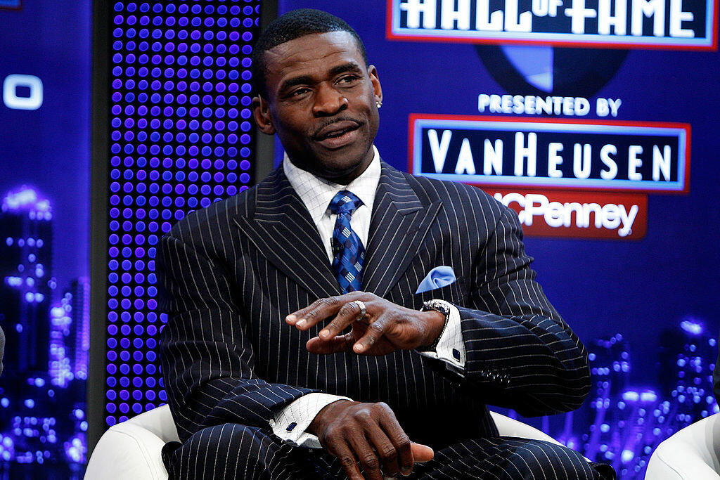 FORT LAUDERDALE, FL - FEBRUARY 06:  Michael Irvin is seen on stage during the Pro Football Hall of Fame Class of 2010 Press Conference held at the Greater Ft. Lauderdale/Broward County Convention Center as part of media week for Super Bowl XLIV on Februar