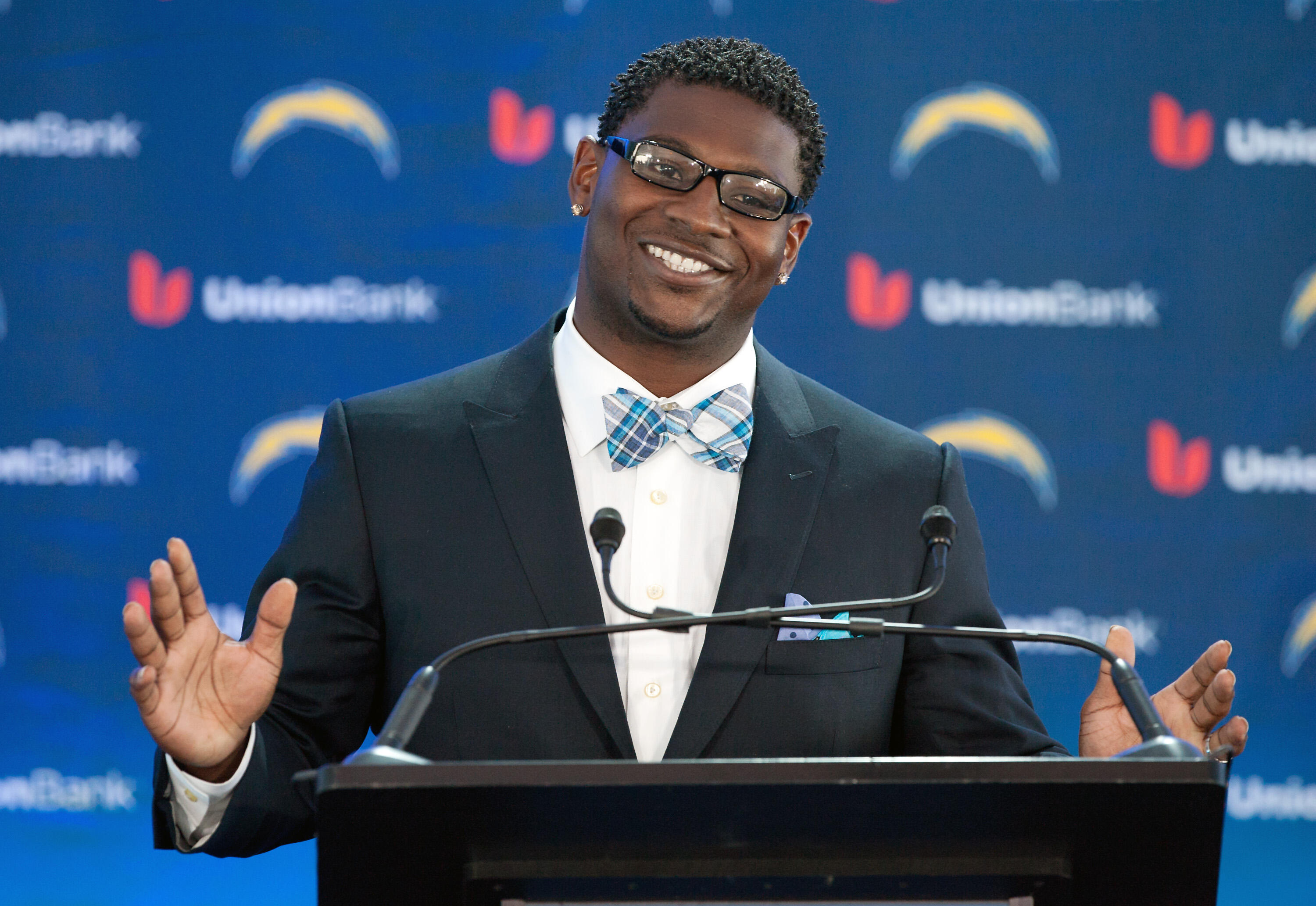 SAN DIEGO, CA - JUNE 18:  LaDainian Tomlinson announces his retirement from professional football, after signing a one-day contract with the San Diego Chargers and being immediately released by the club, at Qualcomm Stadium on June 18, 2012 in San Diego, 