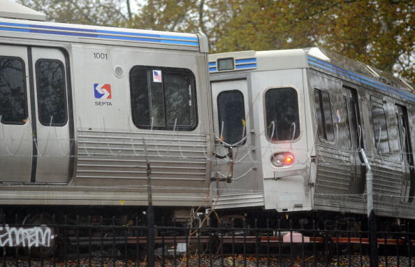PHILADELPHIA, PA - OCTOBER 29: SEPTA (Southeastern Pennsylvania Transit Authority) trains at Frankford terminal  remain idle as Hurricane Sandy approaches October 29, 2012 in Philadelphia, Pennsylvania. Philadelphia Mayor Michael Nutter ordered that all c