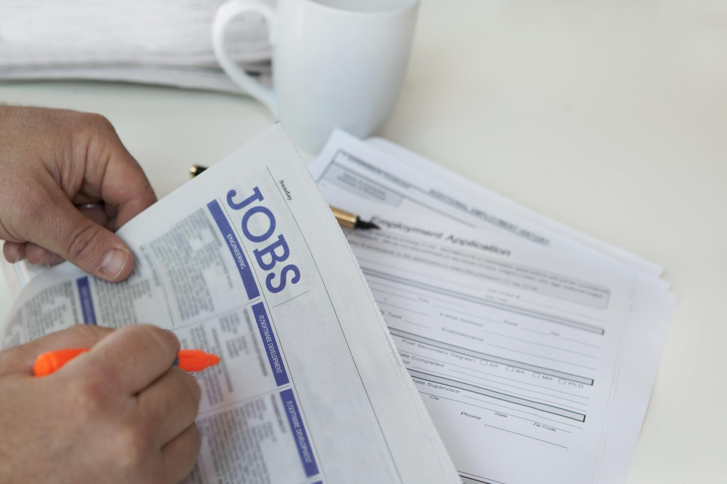 Man finding   jobs