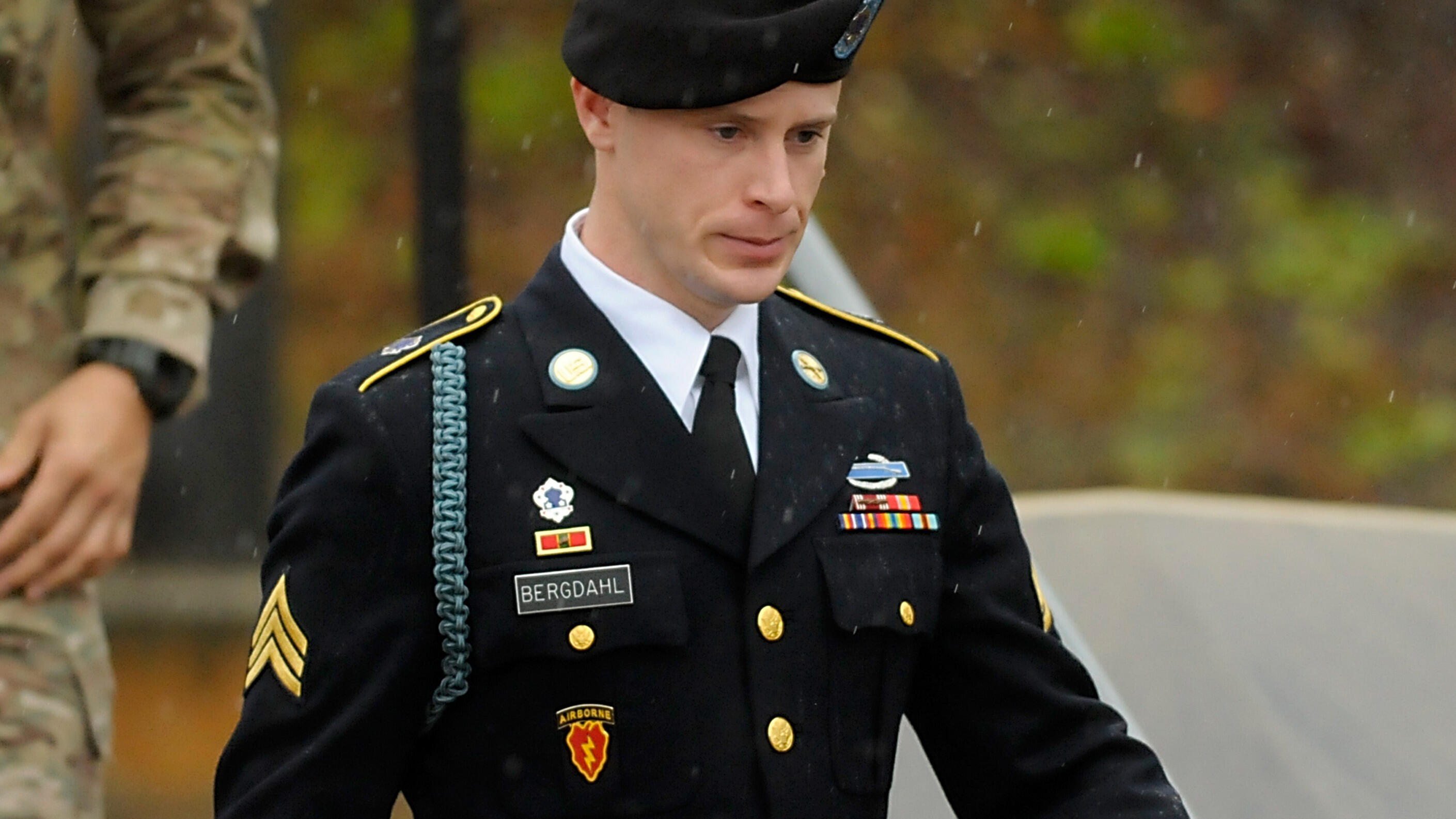 FT. BRAGG, NC - DECEMBER 22: Army Sgt. Bowe Bergdahl of Hailey, Idaho, leaves a military courthouse on December 22, 2015 in Ft. Bragg, North Carolina. Bergdahl was arraigned on charges of desertion and endangering troops stemming from his decision to leav