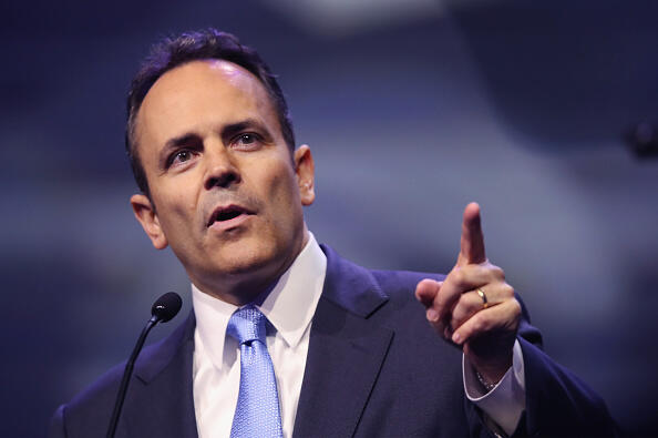 LOUISVILLE, KY - MAY 20:  Gov. Matt Bevin (R-Ky.) speaks at the National Rifle Association's NRA-ILA Leadership Forum during the NRA Convention at the Kentucky Exposition Center on May 20, 2016 in Louisville, Kentucky. The convention, which opened today, runs until May 22.  (Photo by Scott Olson/Getty Images)