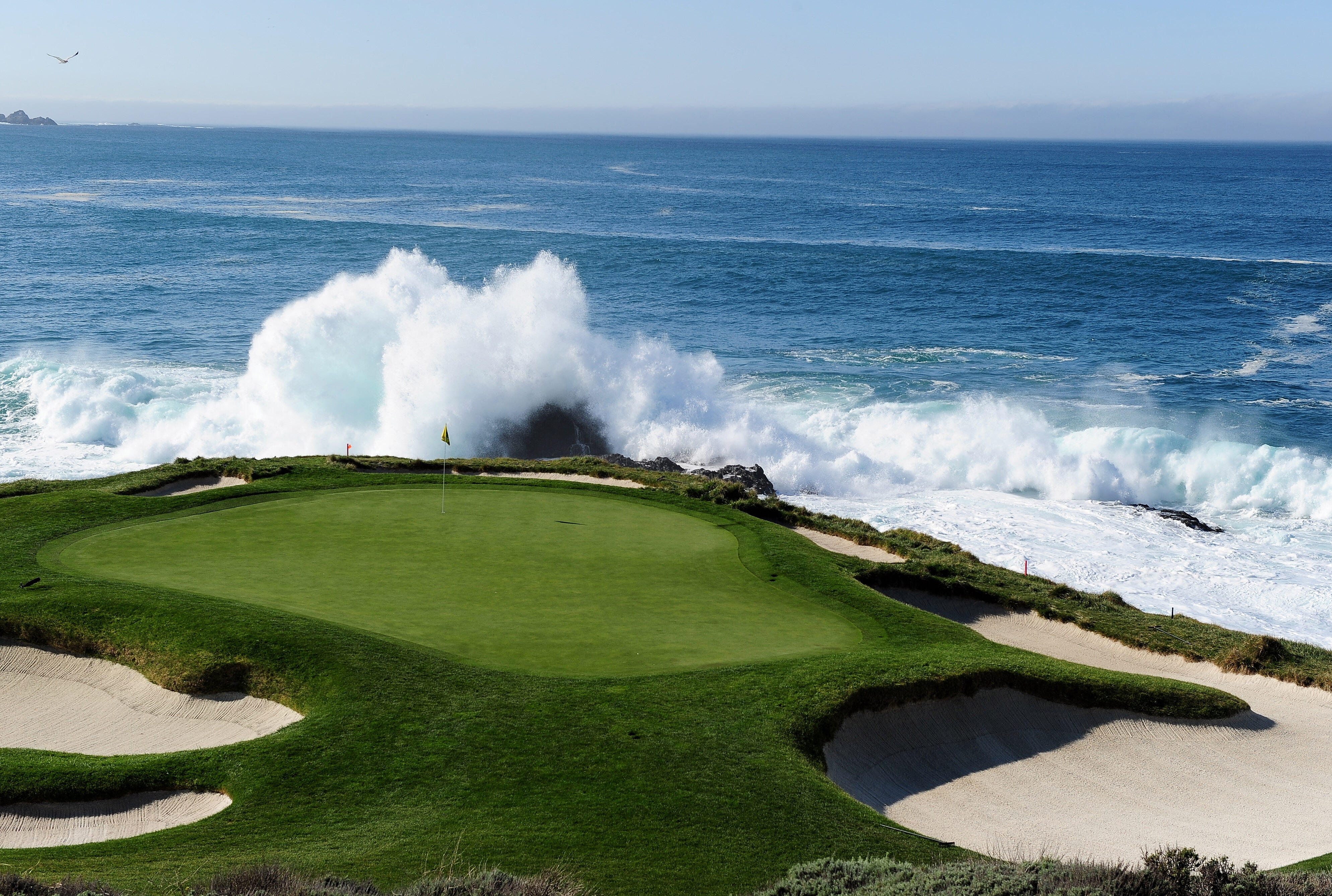 PEBBLE BEACH, CA - FEBRUARY 14:  A general view of the seventh hole before the final round of the AT&T Pebble Beach National Pro-Am at Pebble Beach Golf Links on February 14, 2010 in Pebble Beach, California.  (Photo by Stuart Franklin/Getty Images)