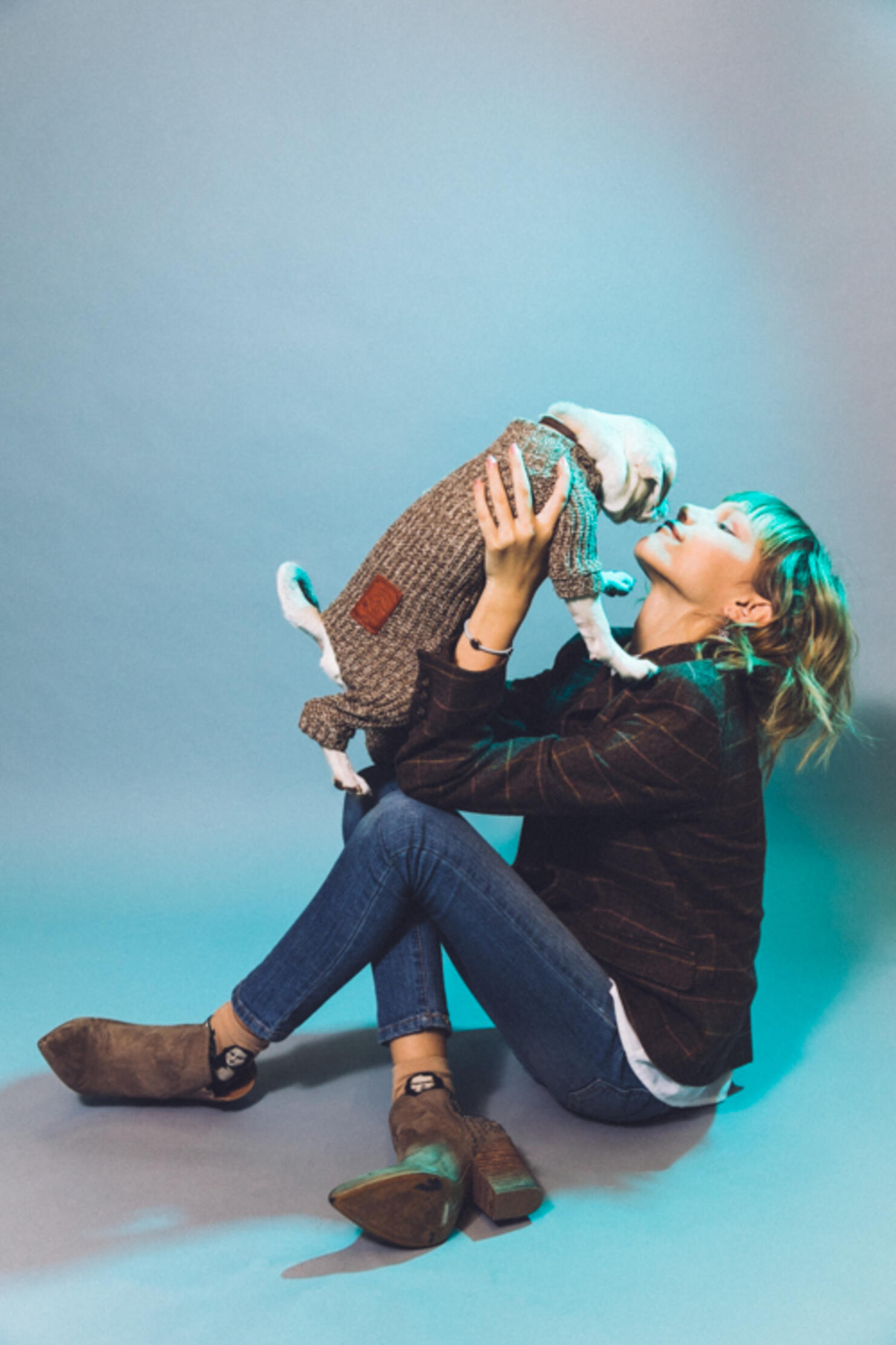 Grace VanderWaal with Dog Frankenstein