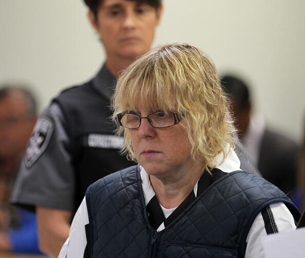 PLATTSBURGH, NY - JUNE 15:  Joyce Mitchell (L) appears before Judge Buck Rogers in Plattsburgh City Court on June 15, 2015 in Plattsburgh, New York. Mitchell allegedly  aided inmates Richard Matt and David Sweat in their escape from Clinton Correctional Facility. They were discovered missing the morning of June 6.  (Photo by G.N. Miller - Pool/Getty Images)