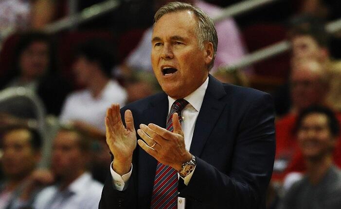HOUSTON, TX - OCTOBER 04:  Head coach Mike D'Antoni of the Houston Rockets watches the play during their game against the New York Knicks at the Toyota Center on October 4, 2016 in Houston, Texas. NOTE TO USER: User expressly acknowledges and agrees that,