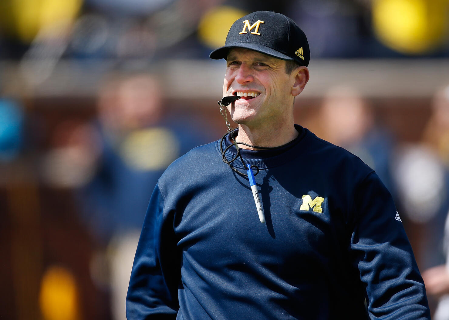 Jim Harbaugh dons Andrew Luck shirt at Indianapolis satellite camp -  Stampede Blue