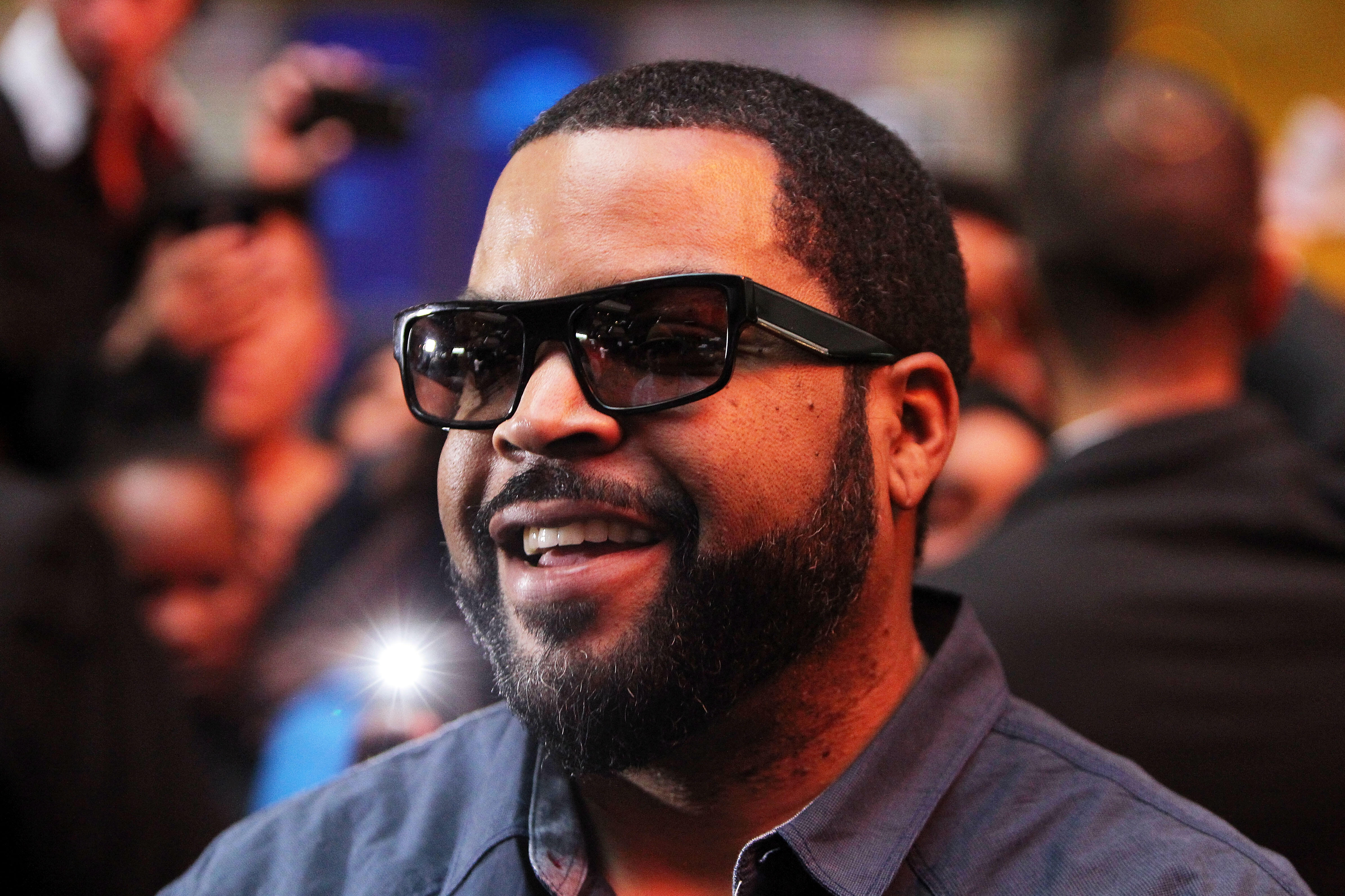 MELBOURNE, AUSTRALIA - FEBRUARY 10:  Ice Cube smiles as he arrives ahead of the Ride Along 2 Australian Premiere at Hoyts Melbourne Central on February 10, 2016 in Melbourne, Australia.  (Photo by Graham Denholm/Getty Images)