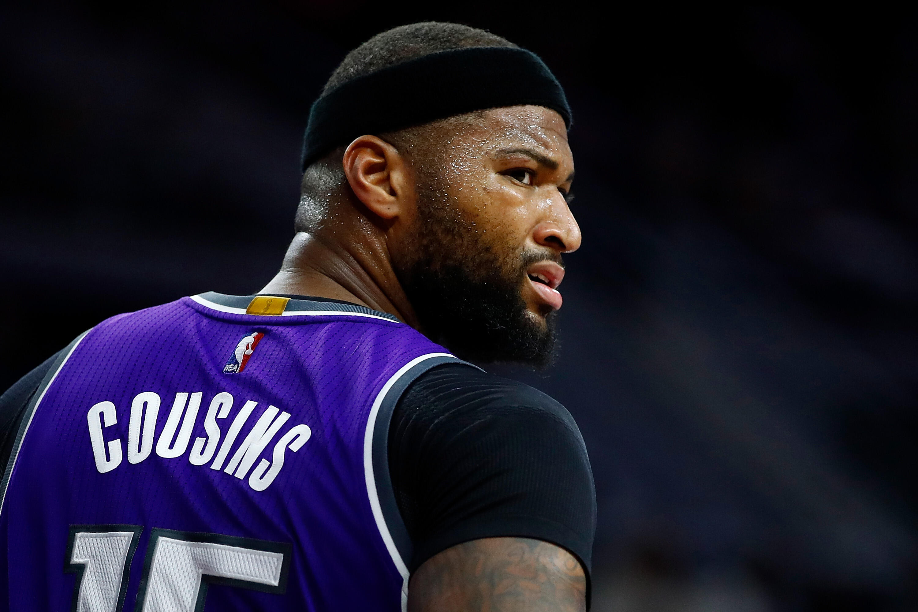 AUBURN HILLS, MI - JANUARY 23: DeMarcus Cousins #15 of the Sacramento Kings looks on while playing the Detroit Pistons at the Palace of Auburn Hills on January 23, 2017 in Auburn Hills, Michigan. Sacramento won the game 109-104. NOTE TO USER: User express