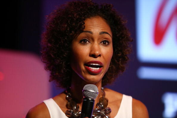 DANA POINT, CA - OCTOBER 09:  Sage Steele speaks onstage at the 2013 espnW: Women + Sports Summit at St. Regis Monarch Beach Resort on October 9, 2013 in Dana Point, California.  (Photo by Joe Scarnici/Getty Images)