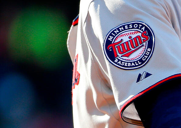 BOSTON, MA - June 4: The Minnesota Twins logo is seen during the fifth inning of the game against the Boston Red Sox at Fenway Park on June 4, 2015 in Boston, Massachusetts. (Photo by Winslow Townson/Getty Images)