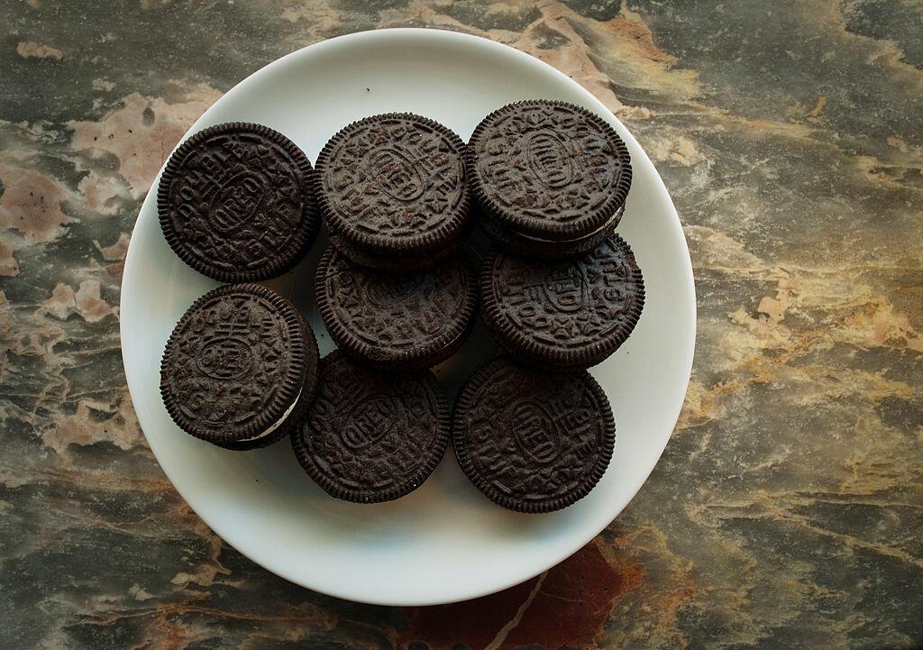 A March 7, 2012 photo shows a plate of Oreo cookies in Washington, DC.  Technically they're 