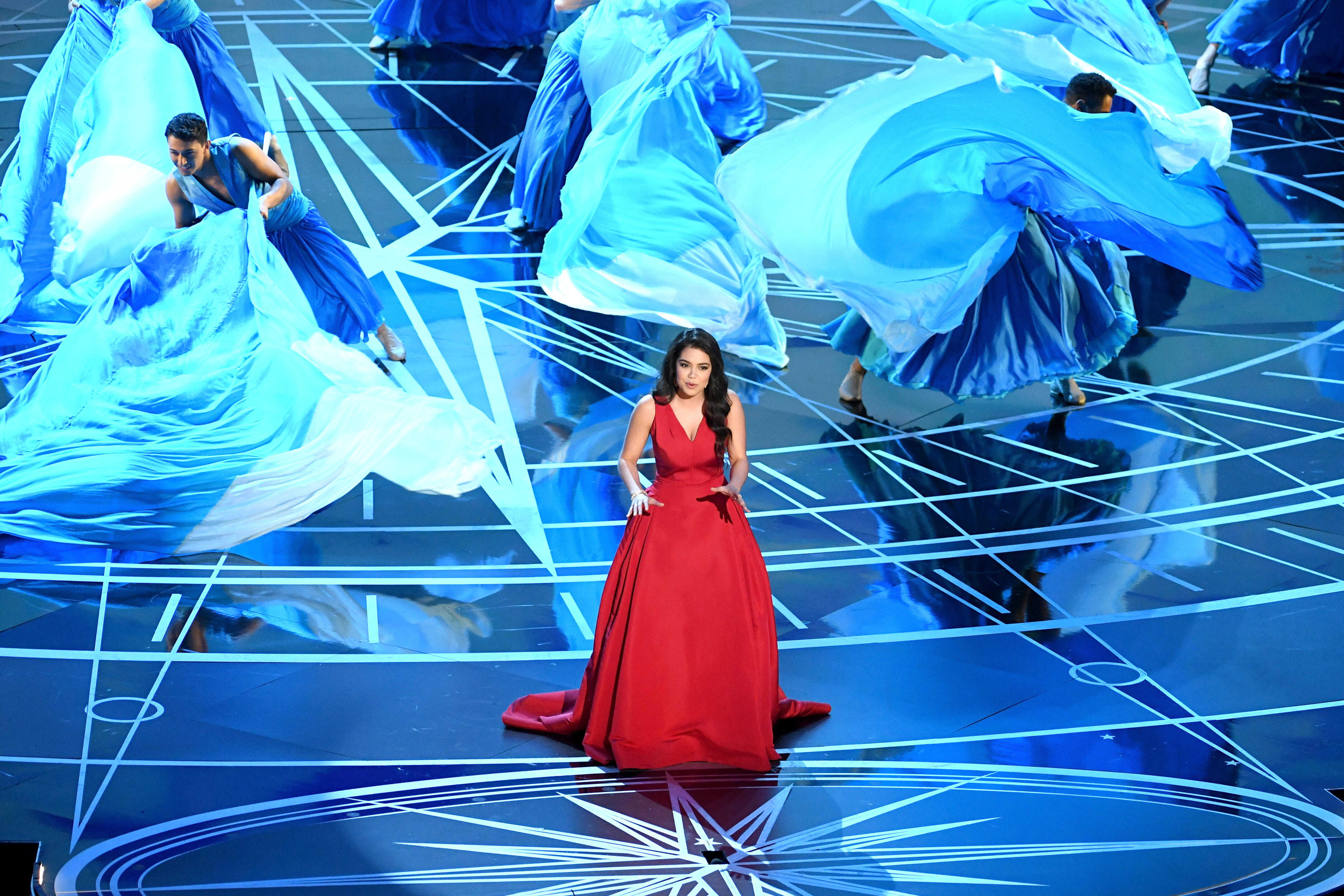 HOLLYWOOD, CA - FEBRUARY 26:  Actor/singer Auli'i Cravalho performs onstage during the 89th Annual Academy Awards at Hollywood & Highland Center on February 26, 2017 in Hollywood, California.  (Photo by Kevin Winter/Getty Images)
