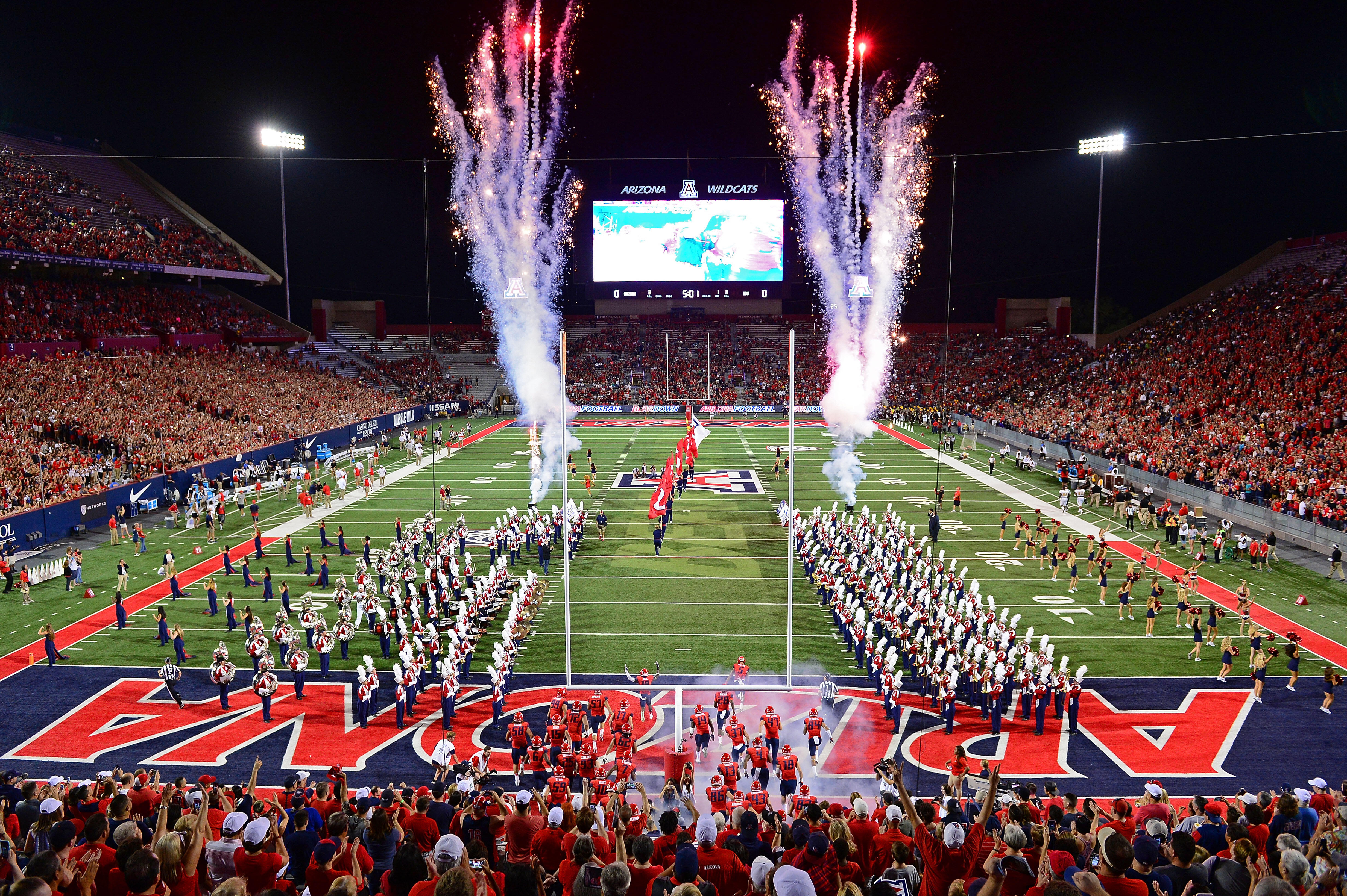 TUCSON, AZ - SEPTEMBER 10:  A general view as the Arizona Wildcats take the field for the game against the Grambling State Tigers at Arizona Stadium on September 10, 2016 in Tucson, Arizona.  (Photo by Jennifer Stewart/Getty Images)