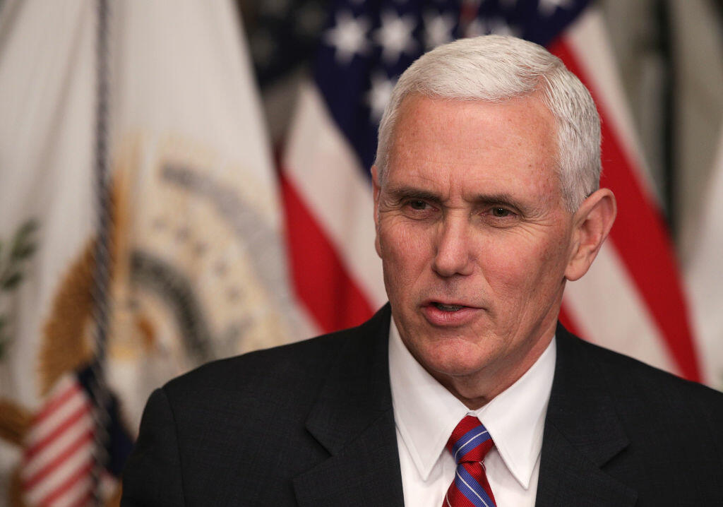 WASHINGTON, DC - MARCH 02:  U.S. Vice President Mike Pence speaks during a swearing-in ceremony in the Vice President's ceremonial office at Eisenhower Executive Office Building March 2, 2017 in Washington, DC. Ben Carson was sworn in as the Housing and Urban Development (HUD) Secretary in the Trump Administration.  (Photo by Alex Wong/Getty Images)