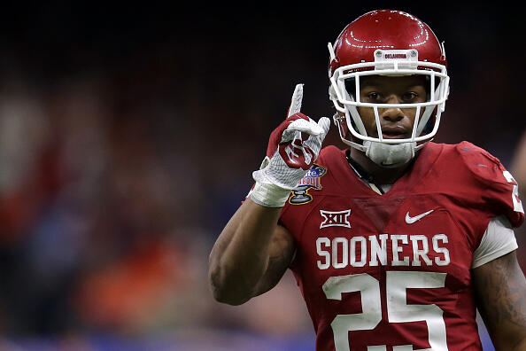 NEW ORLEANS, LA - JANUARY 02:  Joe Mixon #25 of the Oklahoma Sooners reacts after a touchdown against the Auburn Tigers during the Allstate Sugar Bowl at the Mercedes-Benz Superdome on January 2, 2017 in New Orleans, Louisiana.  (Photo by Sean Gardner/Getty Images)