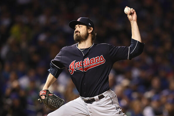 CHICAGO, IL - OCTOBER 29:  Andrew Miller #24 of the Cleveland Indians pitches in the seventh inning against the Chicago Cubs in Game Four of the 2016 World Series at Wrigley Field on October 29, 2016 in Chicago, Illinois.  (Photo by Ezra Shaw/Getty Images)