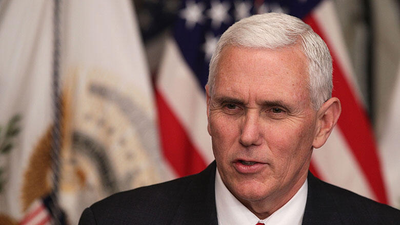 WASHINGTON, DC - MARCH 02:  U.S. Vice President Mike Pence speaks during a swearing-in ceremony in the Vice President's ceremonial office at Eisenhower Executive Office Building March 2, 2017 in Washington, DC. Ben Carson was sworn in as the Housing and U