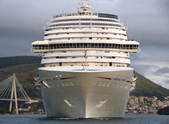 CROATIA, DUBROVNIK - MAY 03: In this handout provided by Carnival Cruise Lines, the new Carnival Magic is seen departing from port, after a nine-day inaugural cruise, May 3, 2011 in Dubrovnik, Croatia. The ship accommodates 3,690 passengers and was built in Italy at a cost of $800 million. Owned by Miami-based Carnival Cruise Lines, the vessel is to be repositioned in November to Galveston, Texas, for year-round seven-day Caribbean cruises. (Photo by Andy Newman/Carnival Cruise Lines via Getty Images)