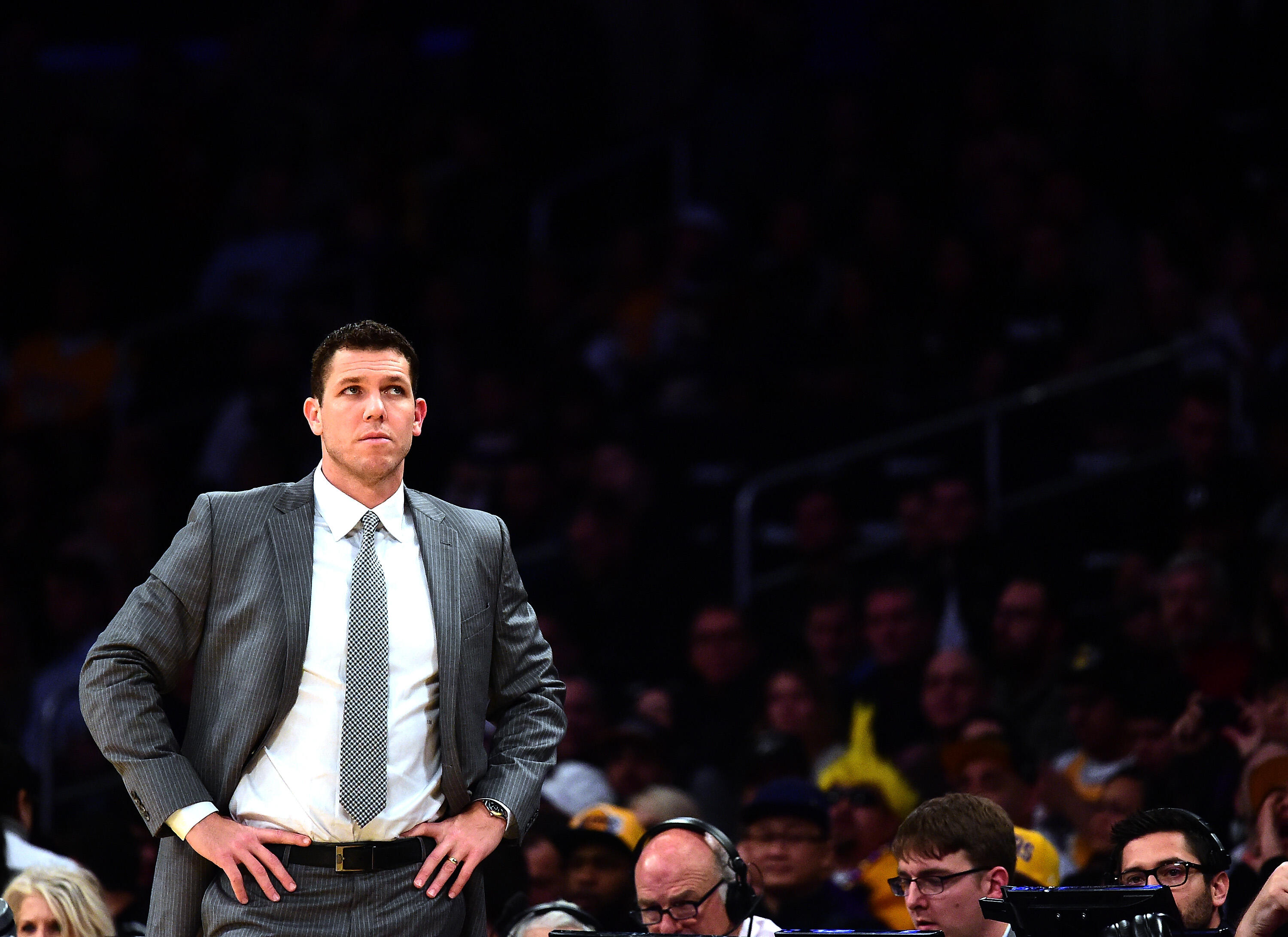 LOS ANGELES, CA - FEBRUARY 28:  Luke Walton of the Los Angeles Lakers during the game against the Charlotte Hornets during the first half at Staples Center on February 28, 2017 in Los Angeles, California.  NOTE TO USER: User expressly acknowledges and agr