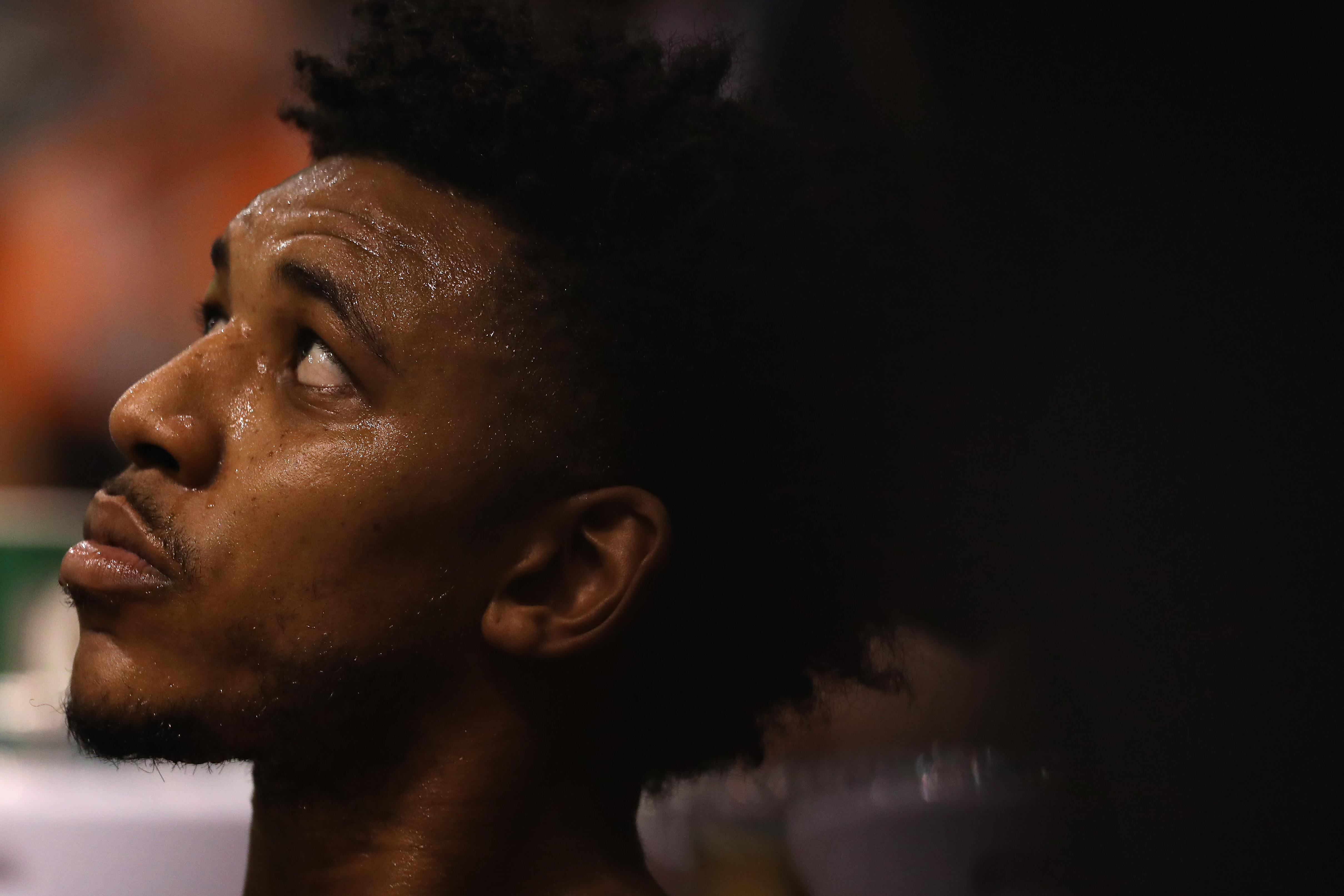 PHOENIX, AZ - FEBRUARY 15:  Nick Young #0 of the Los Angeles Lakers watches from the bench during the second half of the NBA game against the Phoenix Suns at Talking Stick Resort Arena on February 15, 2017 in Phoenix, Arizona. The Pelicans defeated the Su