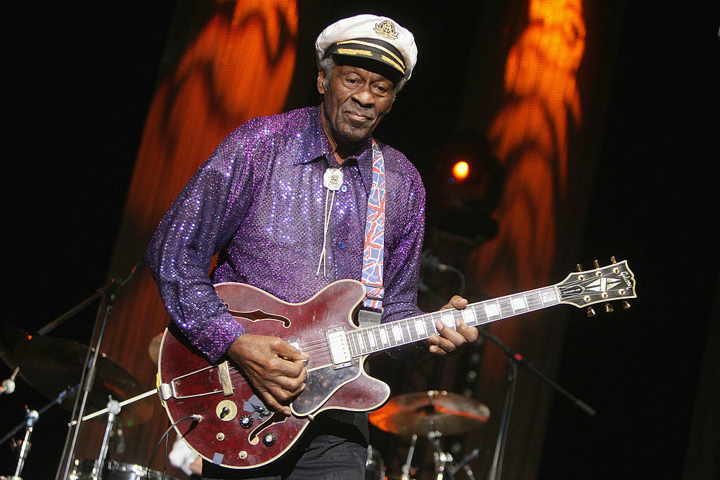 PARIS - NOVEMBER 14: Singer Chuck Berry performs at the 'Les Legendes Du Rock and Roll' concert at the Zenith on November 14, 2008 in Paris, France. (Photo by Francois Durand/Getty Images)