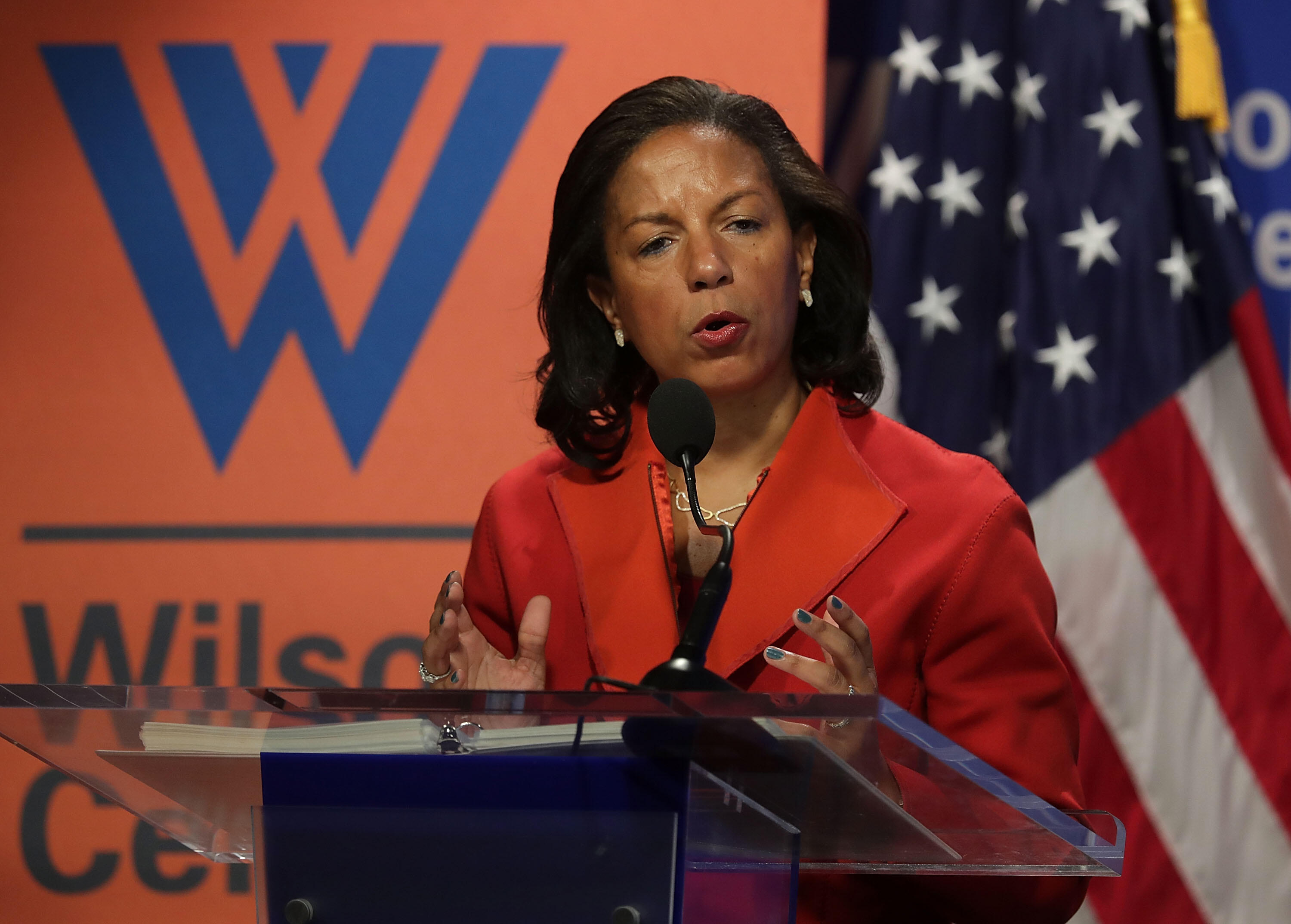 WASHINGTON, DC - OCTOBER 14:  National Security Advisor Susan Rice participates in a discussion October 14, 2016 at the Woodrow Wilson Center in Washington, DC. Rice discussed the Obama administration's approach to Cuba.  (Photo by Alex Wong/Getty Images)