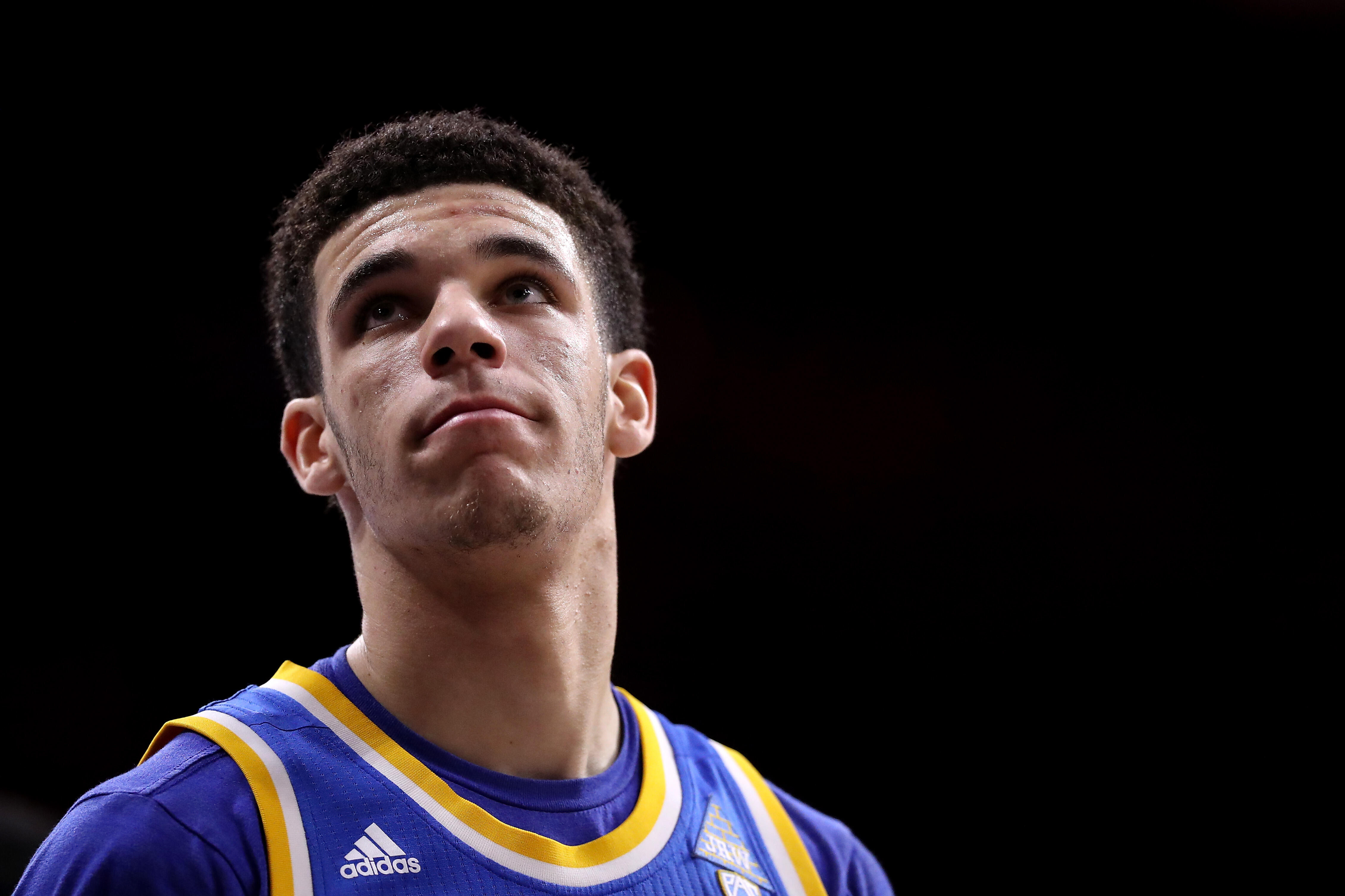 TUCSON, AZ - FEBRUARY 25:  Lonzo Ball #2 of the UCLA Bruins on the court during the college basketball game against the Arizona Wildcats at McKale Center on February 25, 2017 in Tucson, Arizona. The Bruins defeated the Wildcats 77-72.  (Photo by Christian