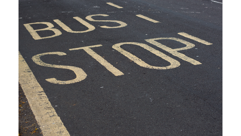 Bus stop road sign