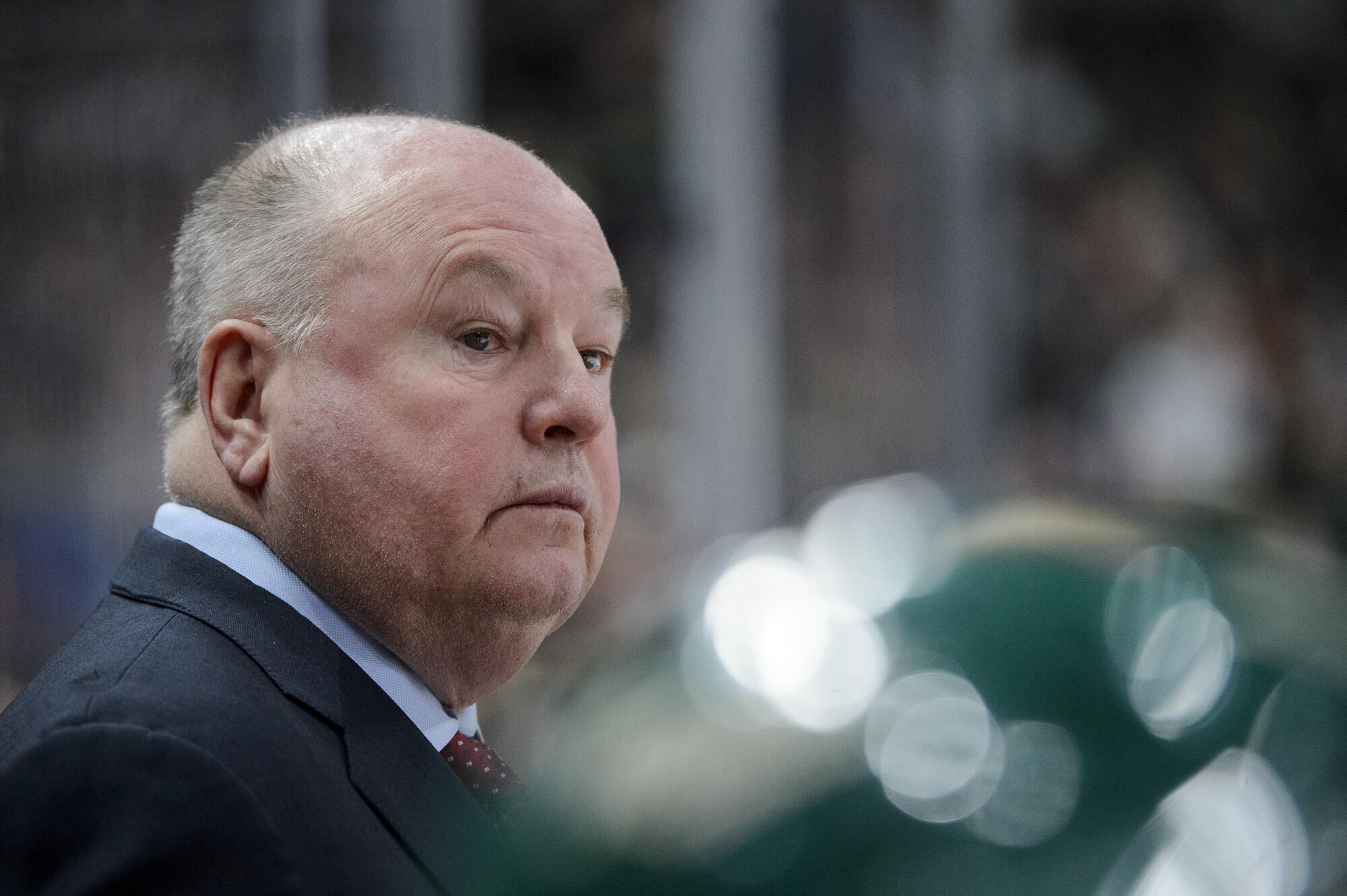 ST PAUL, MN - FEBRUARY 27: Head coach Bruce Boudreau of the Minnesota Wild looks on during the second period of the game against the Los Angeles Kings on February 27, 2017 at Xcel Energy Center in St Paul, Minnesota. The Wild defeated the Kings 5-4 in ove