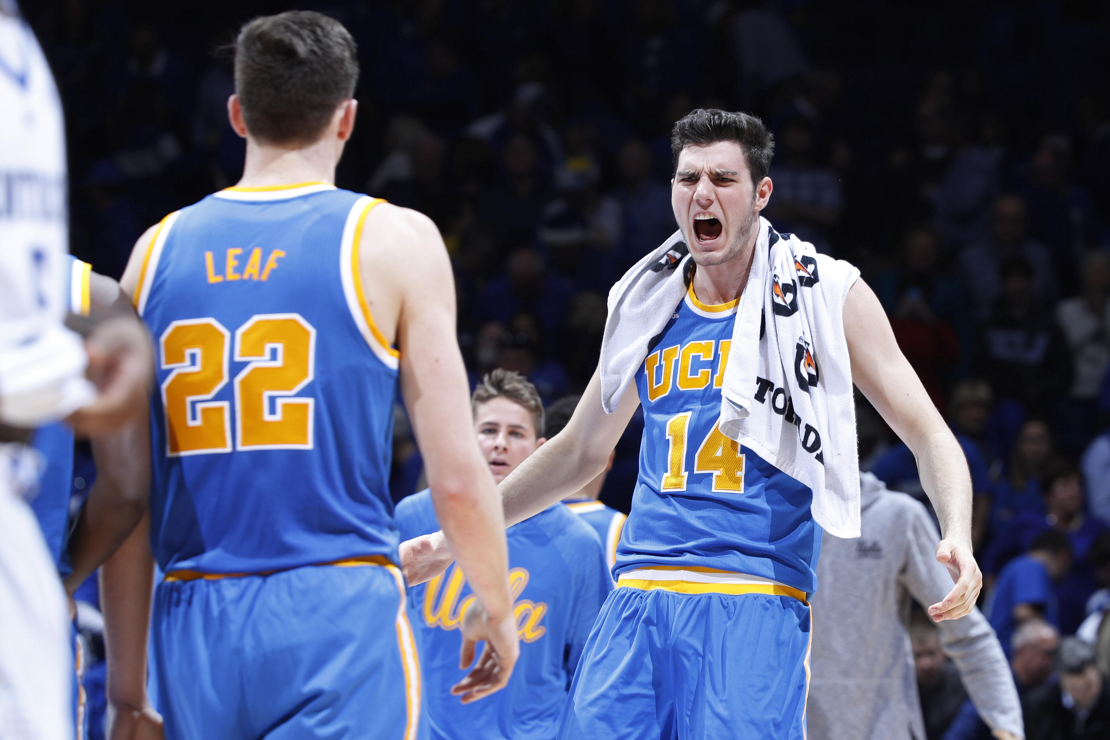 LEXINGTON, KY - DECEMBER 03: Gyorgy Goloman #14 of the UCLA Bruins reacts as time runs out in the game against the Kentucky Wildcats at Rupp Arena on December 3, 2016 in Lexington, Kentucky. UCLA defeated Kentucky 97-92. (Photo by Joe Robbins/Getty Images