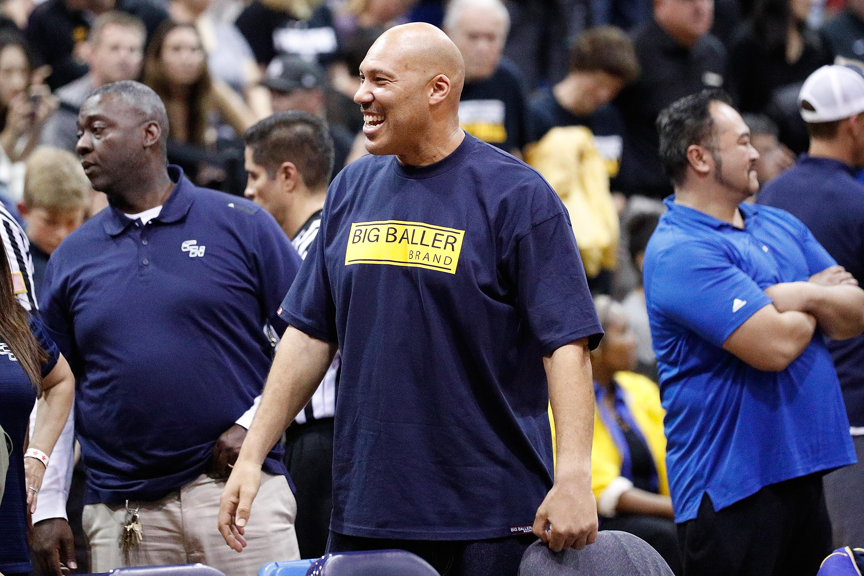 TORRANCE, CA - MARCH 14:  Lavar Ball is seen at the game between Chino Hills High School and Bishop Montgomery High School at El Camino College on March 14, 2017 in Torrance, California.  (Photo by Josh Lefkowitz/Getty Images)