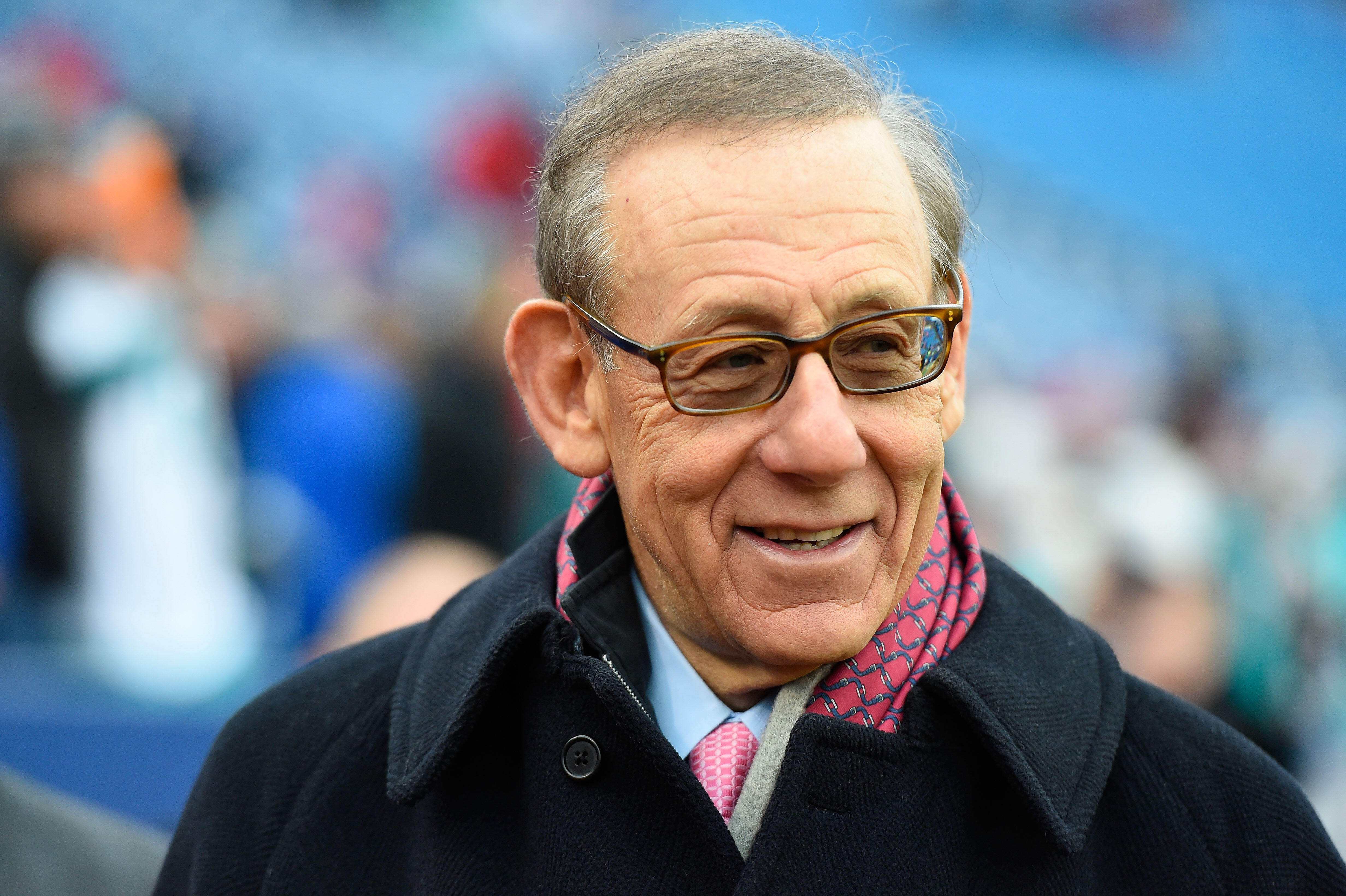 ORCHARD PARK, NY - DECEMBER 24:  Owner of the Miami Dolphins Stephen M. Ross watches his team warm up before the game against the Buffalo Bills at New Era Stadium on December 24, 2016 in Orchard Park, New York.  (Photo by Rich Barnes/Getty Images)