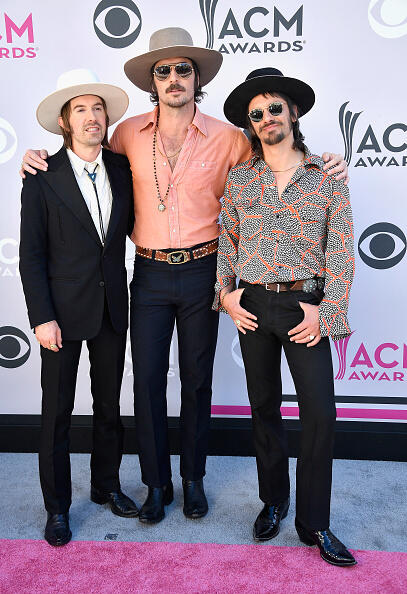 LAS VEGAS, NV - APRIL 02:  (L-R) Recording artists Jess Carson, Mark Wystrach, and Cameron Duddy of music group Midland attend the 52nd Academy Of Country Music Awards at Toshiba Plaza on April 2, 2017 in Las Vegas, Nevada.  (Photo by Frazer Harrison/Getty Images)