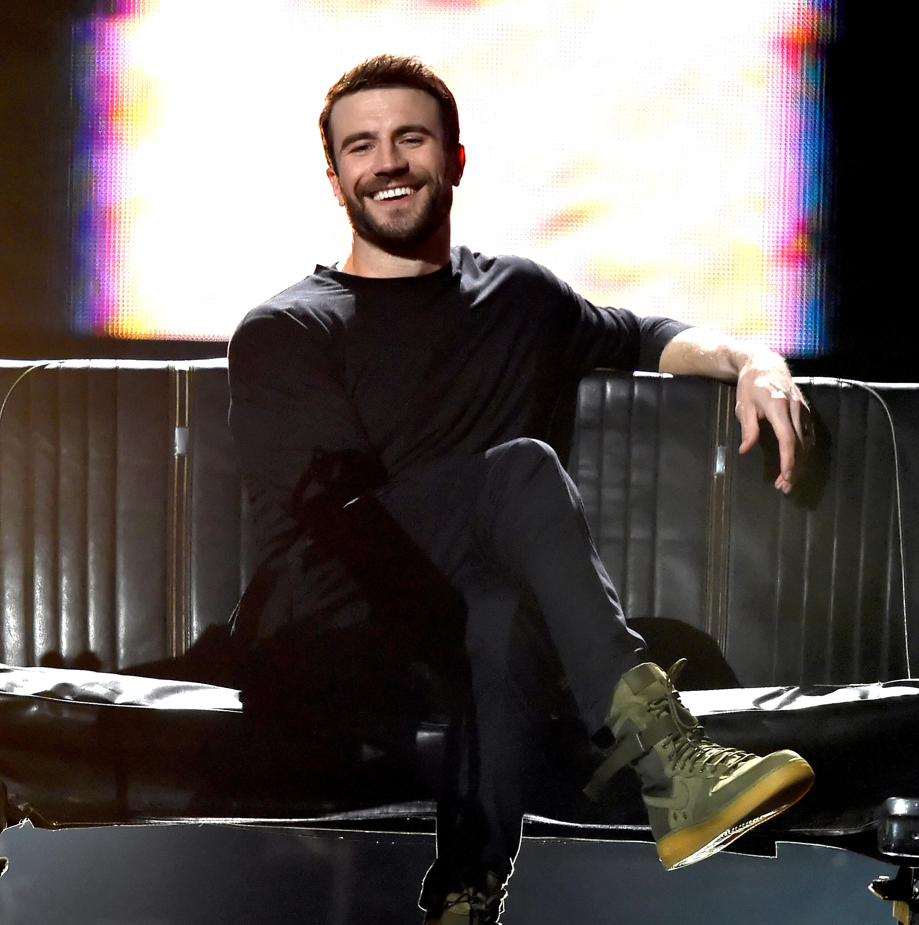 LAS VEGAS, NV - APRIL 02:  Recording artist Sam Hunt performs onstage during the 52nd Academy Of Country Music Awards at T-Mobile Arena on April 2, 2017 in Las Vegas, Nevada.  (Photo by Ethan Miller/Getty Images)