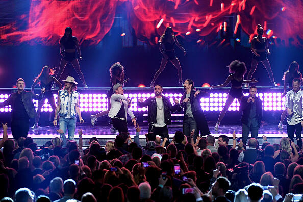LAS VEGAS, NV - APRIL 02:  Music groups Florida Georgia Line and Backstreet Boys perform onstage during the 52nd Academy of Country Music Awards at T-Mobile Arena on April 2, 2017 in Las Vegas, Nevada.  (Photo by Ethan Miller/Getty Images)